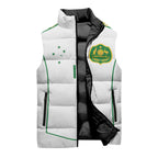 Custom Australia Football Sleeveless Puffer Jacket Aboriginal Pattern Sporty Style-White Color - Aussie Hoodie