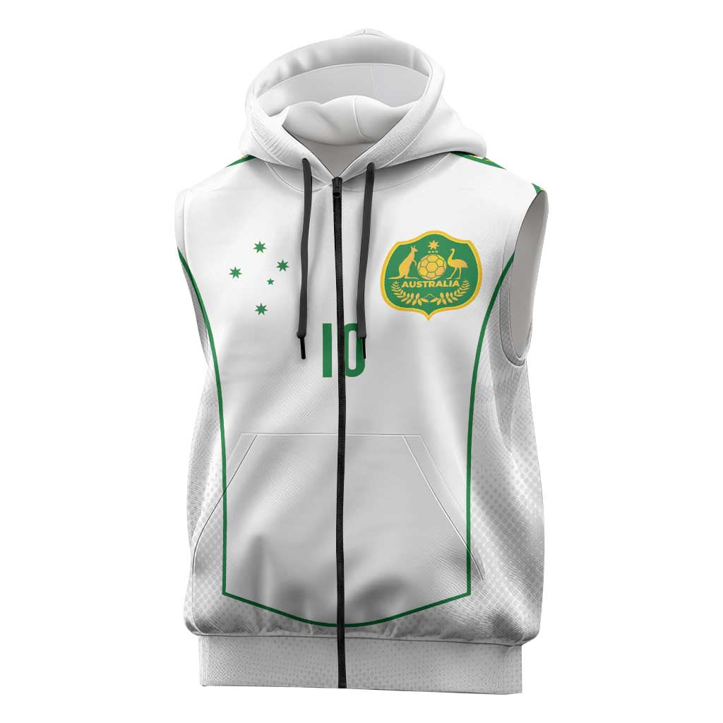 Custom Australia Football Sleeveless Zip Hoodie Aboriginal Pattern Sporty Style-White Color - Aussie Hoodie