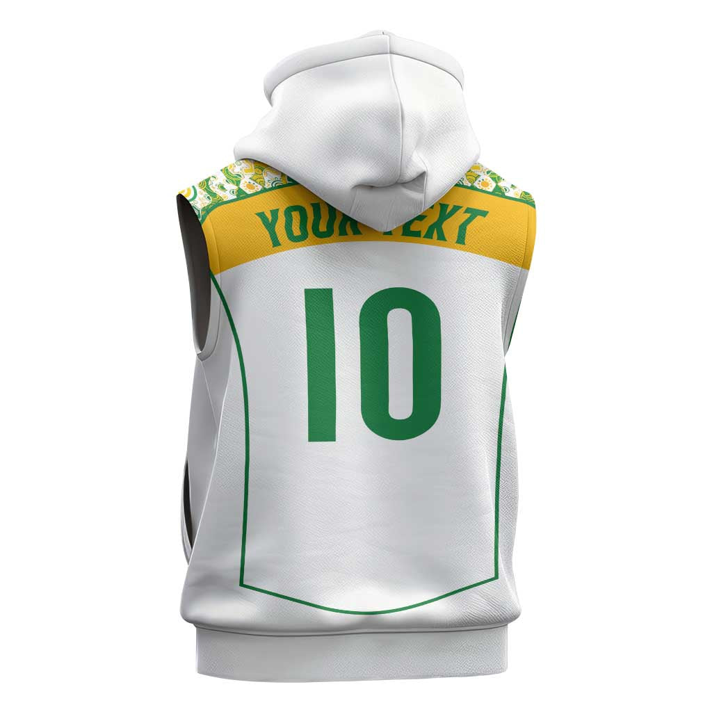 Custom Australia Football Sleeveless Zip Hoodie Aboriginal Pattern Sporty Style-White Color - Aussie Hoodie