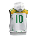 Custom Australia Football Sleeveless Zip Hoodie Aboriginal Pattern Sporty Style-White Color - Aussie Hoodie