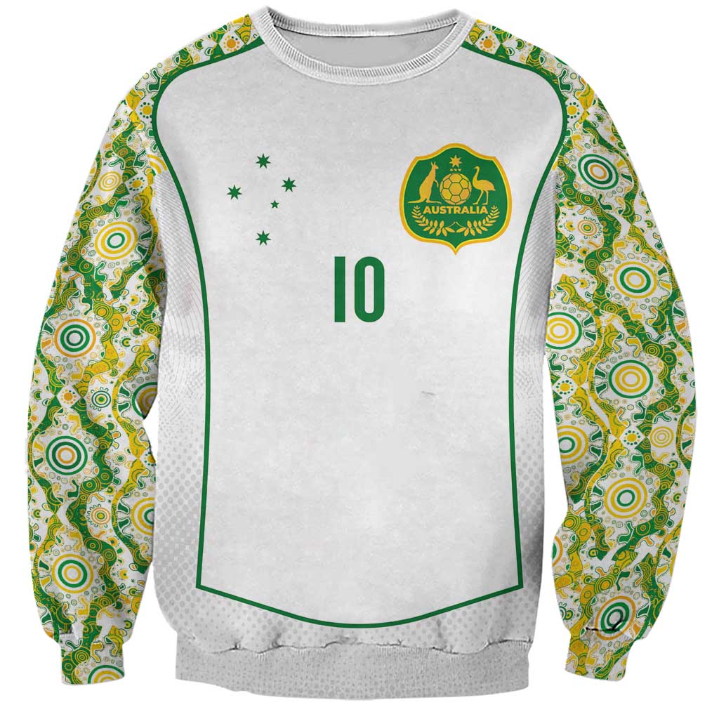 Custom Australia Football Sweatshirt Aboriginal Pattern Sporty Style-White Color - Aussie Hoodie