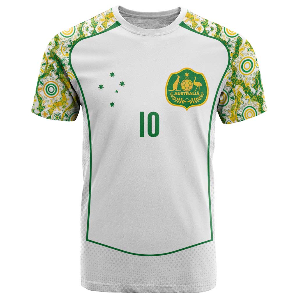 Custom Australia Football T Shirt Aboriginal Pattern Sporty Style-White Color - Aussie Hoodie