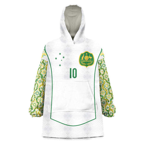 Custom Australia Football Wearable Blanket Hoodie Aboriginal Pattern Sporty Style-White Color - Aussie Hoodie