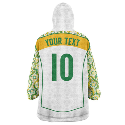 Custom Australia Football Wearable Blanket Hoodie Aboriginal Pattern Sporty Style-White Color - Aussie Hoodie