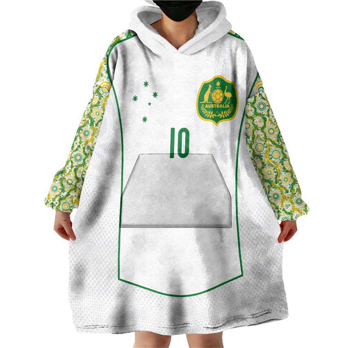Custom Australia Football Wearable Blanket Hoodie Aboriginal Pattern Sporty Style-White Color - Aussie Hoodie