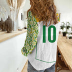 Custom Australia Football Women Casual Shirt Aboriginal Pattern Sporty Style-White Color - Aussie Hoodie