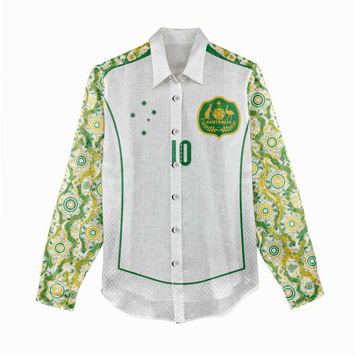 Custom Australia Football Women Casual Shirt Aboriginal Pattern Sporty Style-White Color - Aussie Hoodie