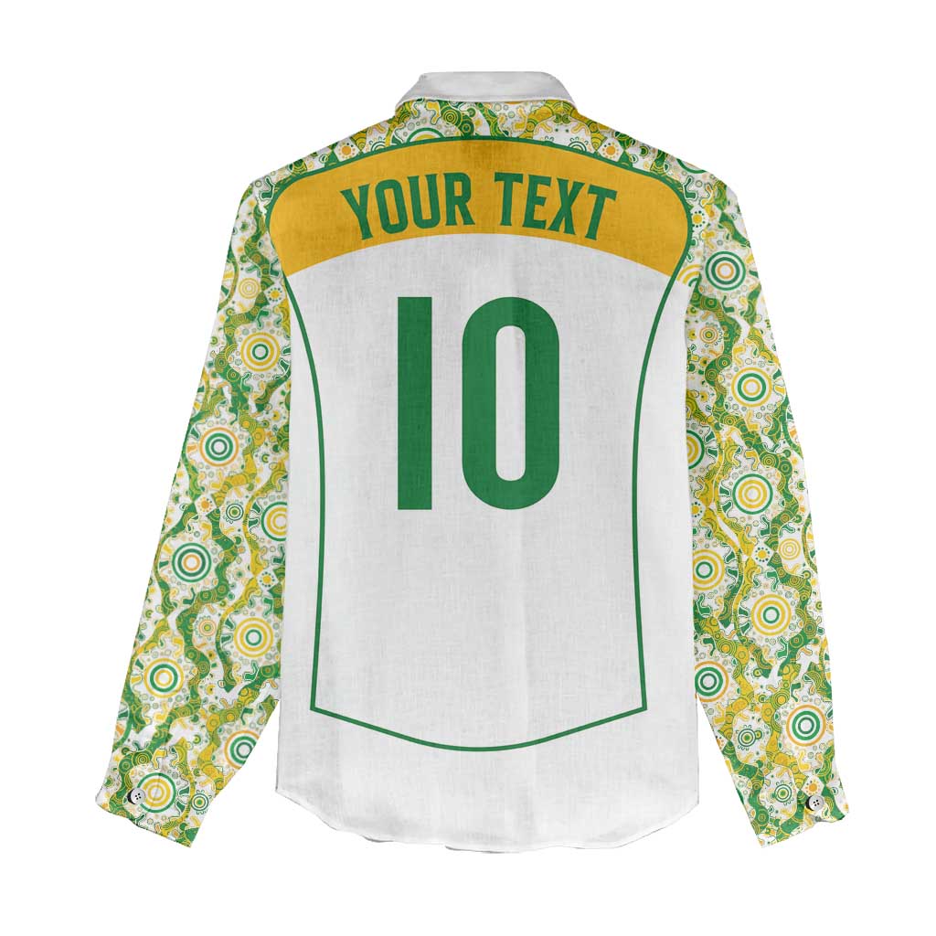 Custom Australia Football Women Casual Shirt Aboriginal Pattern Sporty Style-White Color - Aussie Hoodie