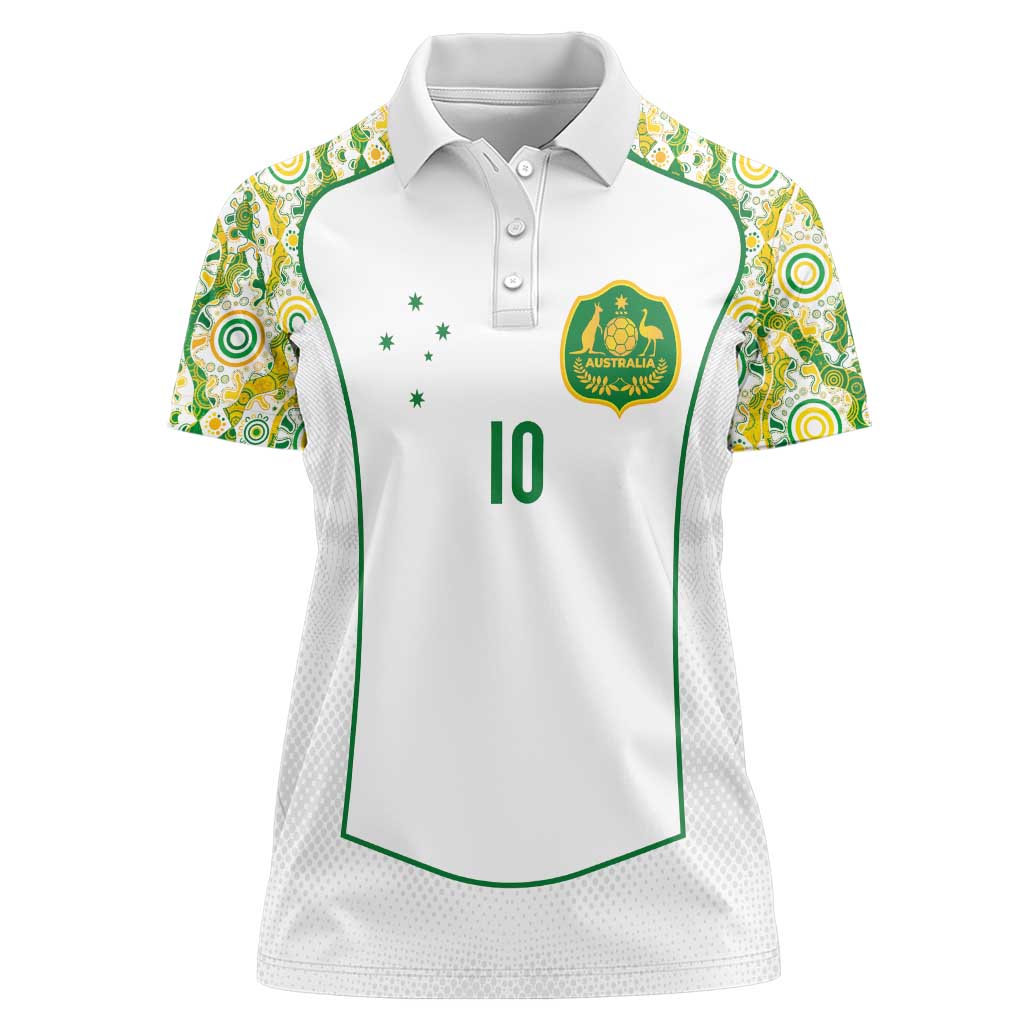 Custom Australia Football Women Polo Shirt Aboriginal Pattern Sporty Style-White Color - Aussie Hoodie