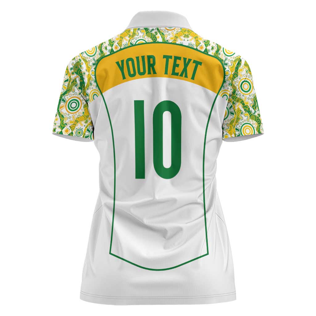 Custom Australia Football Women Polo Shirt Aboriginal Pattern Sporty Style-White Color - Aussie Hoodie