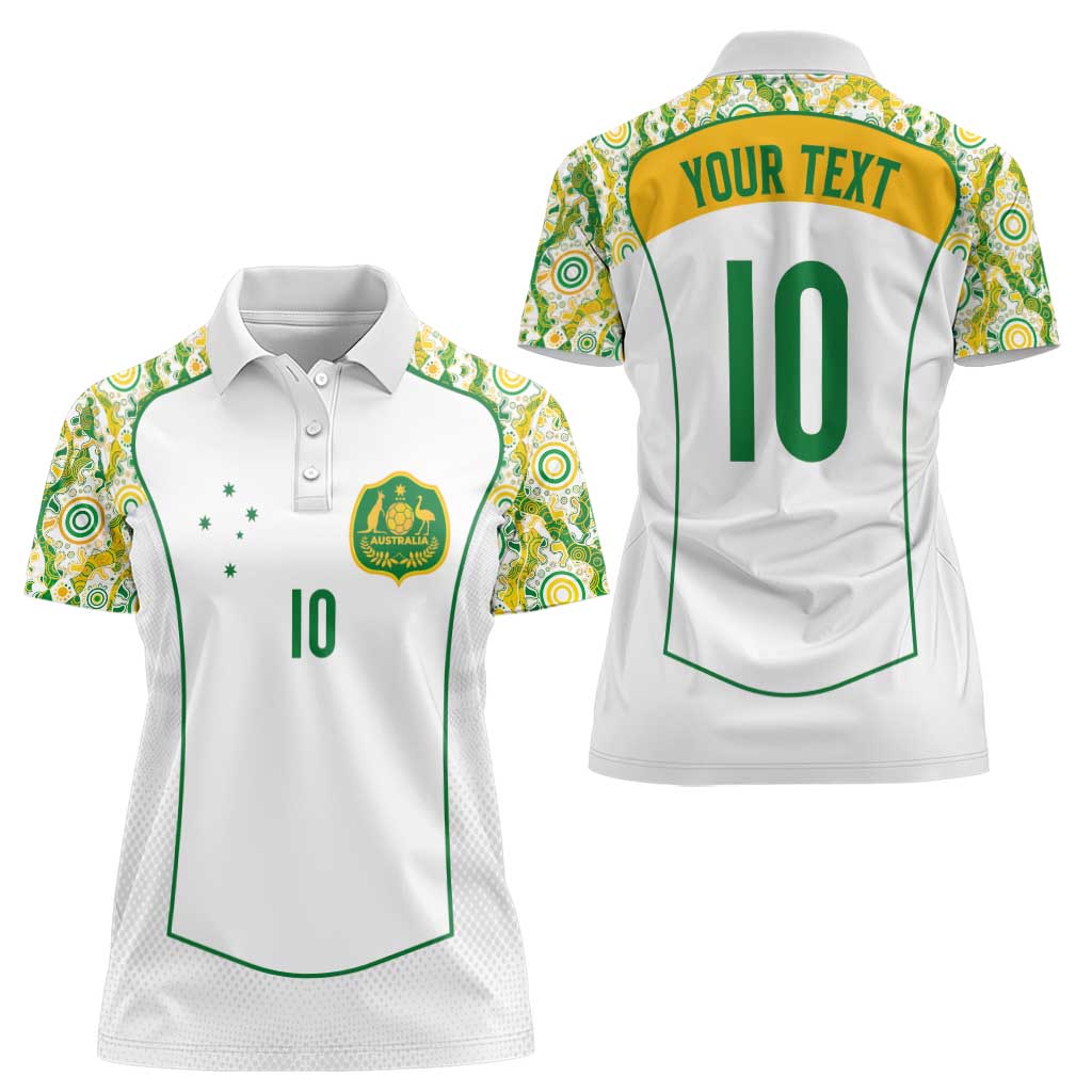 Custom Australia Football Women Polo Shirt Aboriginal Pattern Sporty Style-White Color - Aussie Hoodie