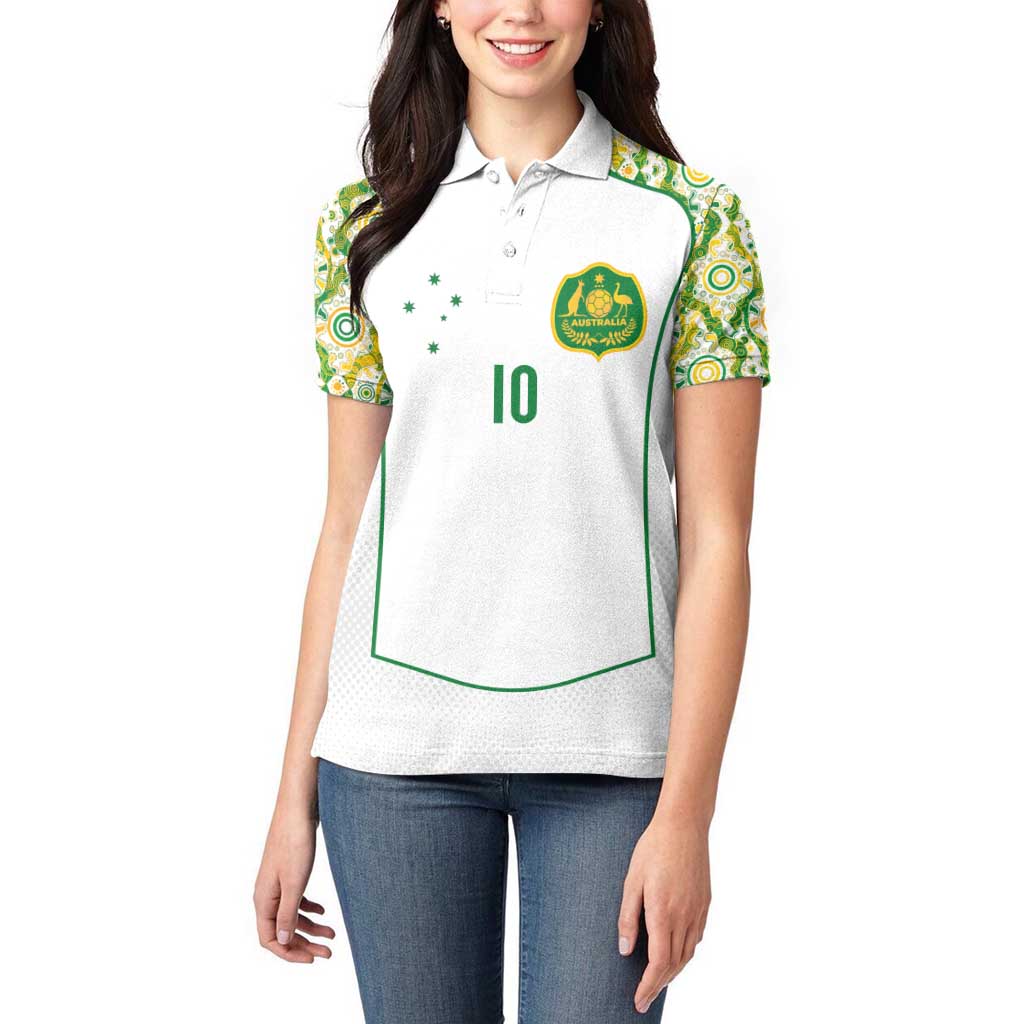 Custom Australia Football Women Polo Shirt Aboriginal Pattern Sporty Style-White Color - Aussie Hoodie