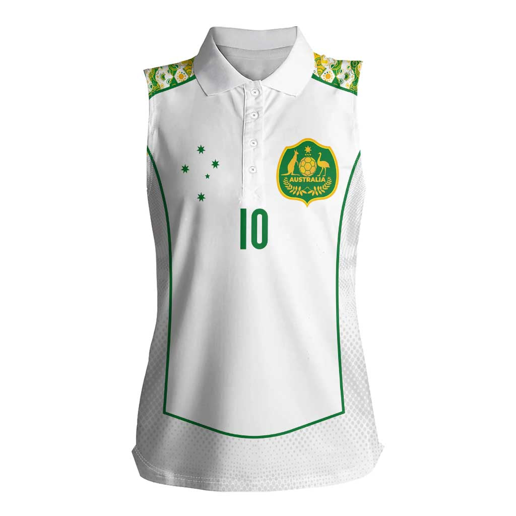 Custom Australia Football Women Sleeveless Polo Shirt Aboriginal Pattern Sporty Style-White Color - Aussie Hoodie
