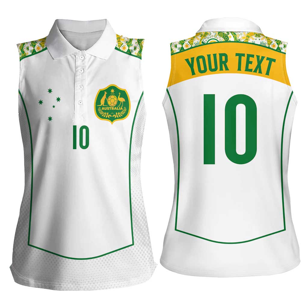 Custom Australia Football Women Sleeveless Polo Shirt Aboriginal Pattern Sporty Style-White Color - Aussie Hoodie