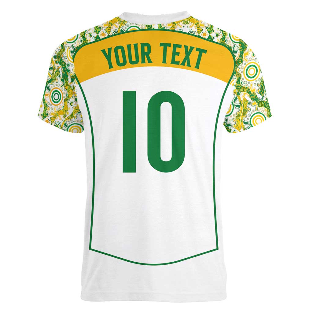 Custom Australia Football Women V-Neck T-Shirt Aboriginal Pattern Sporty Style-White Color - Aussie Hoodie