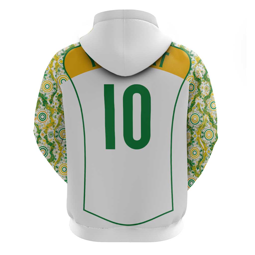 Custom Australia Football Zip Hoodie Aboriginal Pattern Sporty Style-White Color - Aussie Hoodie