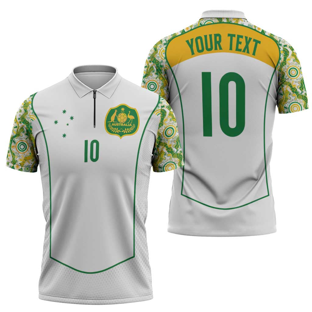 Custom Australia Football Zipper Polo Shirt Aboriginal Pattern Sporty Style-White Color - Aussie Hoodie