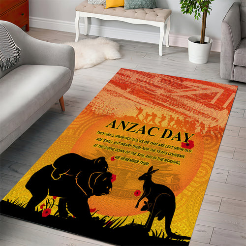 Australia ANZAC Day Area Rug Koala and Kangaroo Respect Aboriginal Pattern