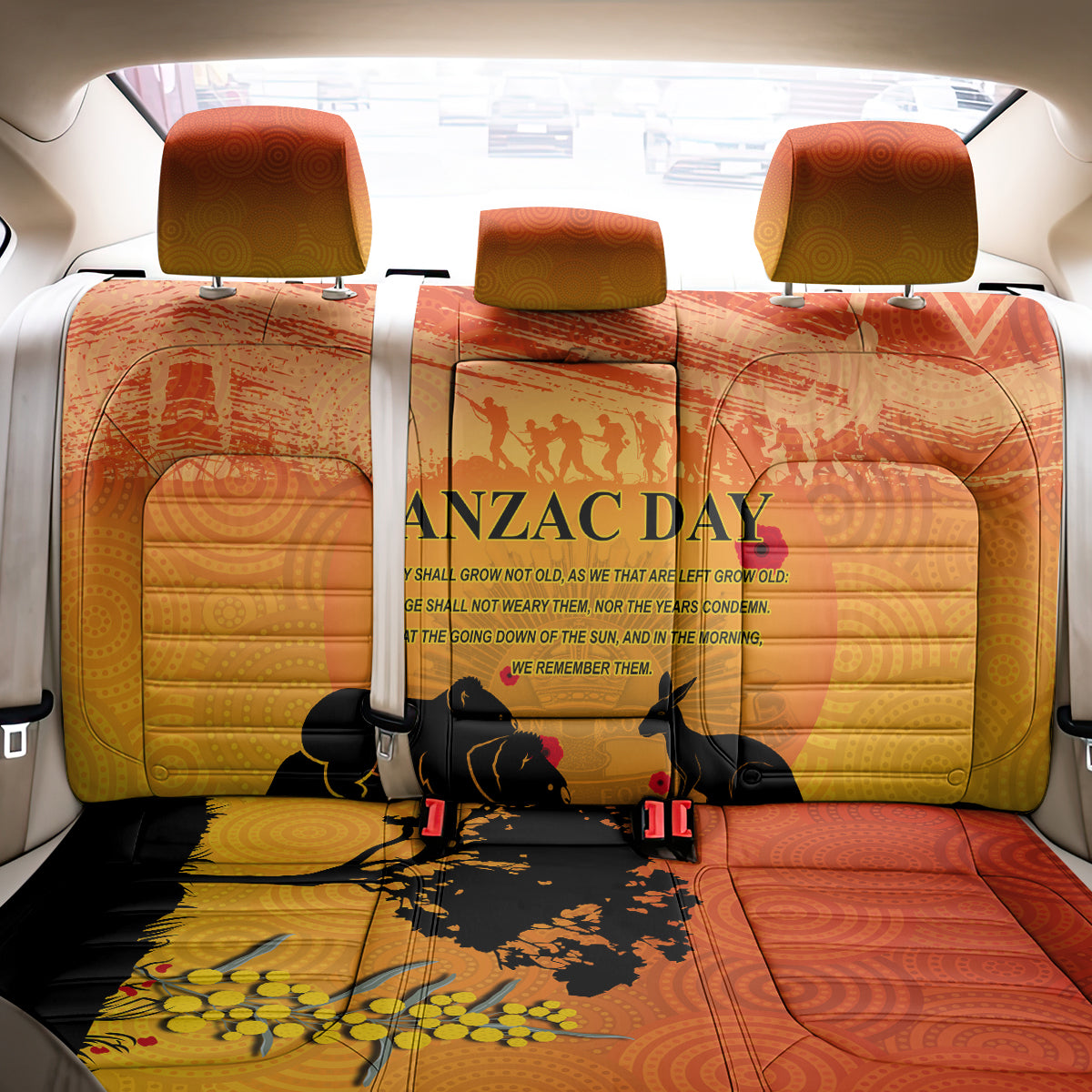 Australia ANZAC Day Back Car Seat Cover Koala and Kangaroo Respect Aboriginal Pattern