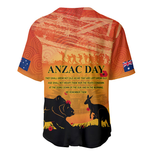 Australia ANZAC Day Baseball Jersey Koala and Kangaroo Respect Aboriginal Pattern