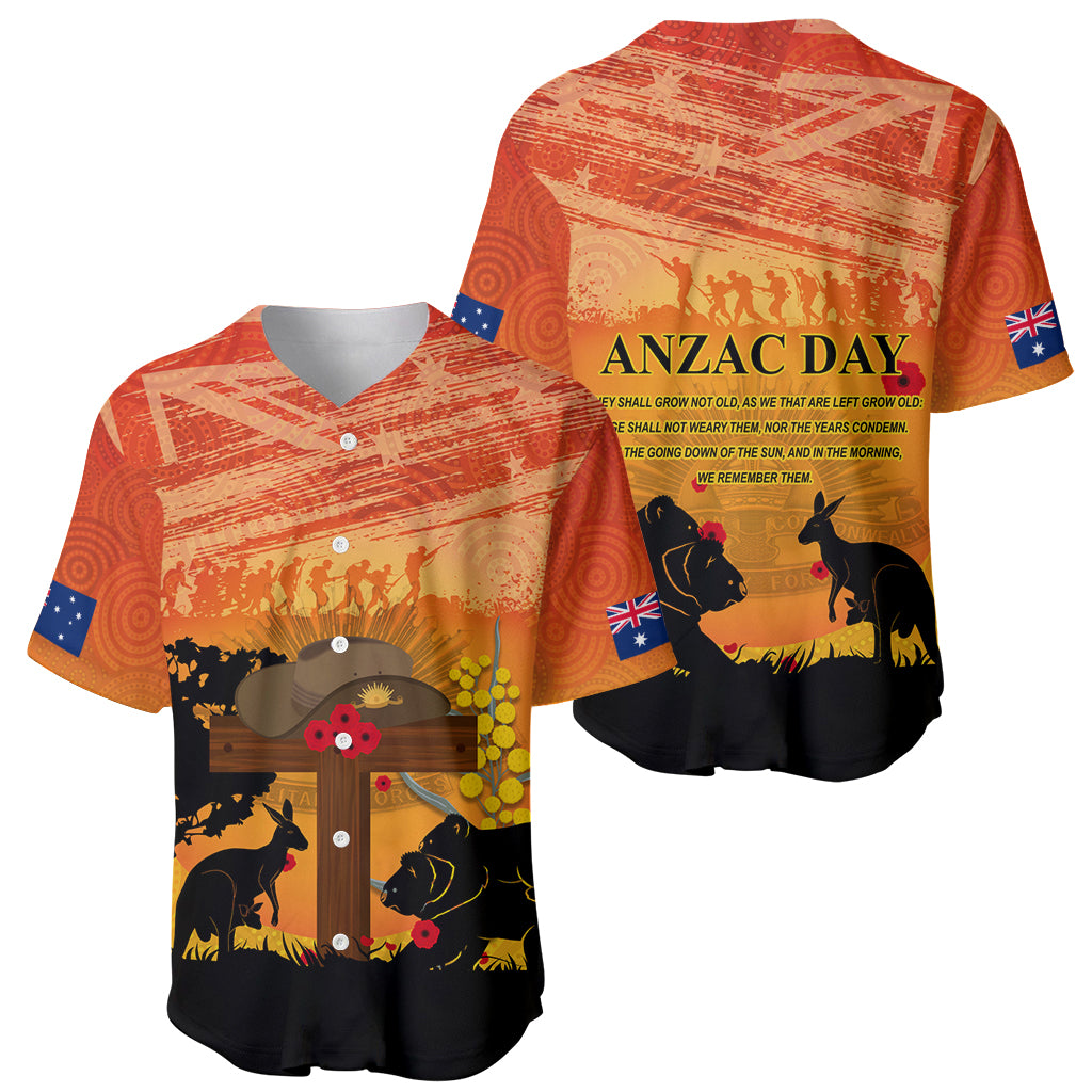 Australia ANZAC Day Baseball Jersey Koala and Kangaroo Respect Aboriginal Pattern