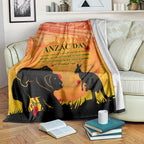 Australia ANZAC Day Blanket Koala and Kangaroo Respect Aboriginal Pattern
