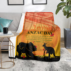 Australia ANZAC Day Blanket Koala and Kangaroo Respect Aboriginal Pattern