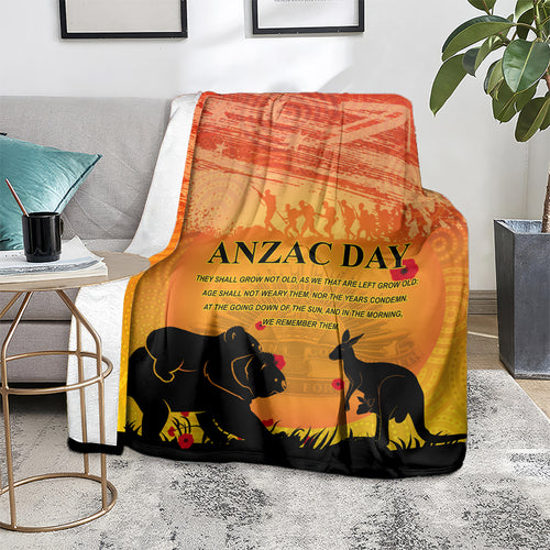 Australia ANZAC Day Blanket Koala and Kangaroo Respect Aboriginal Pattern