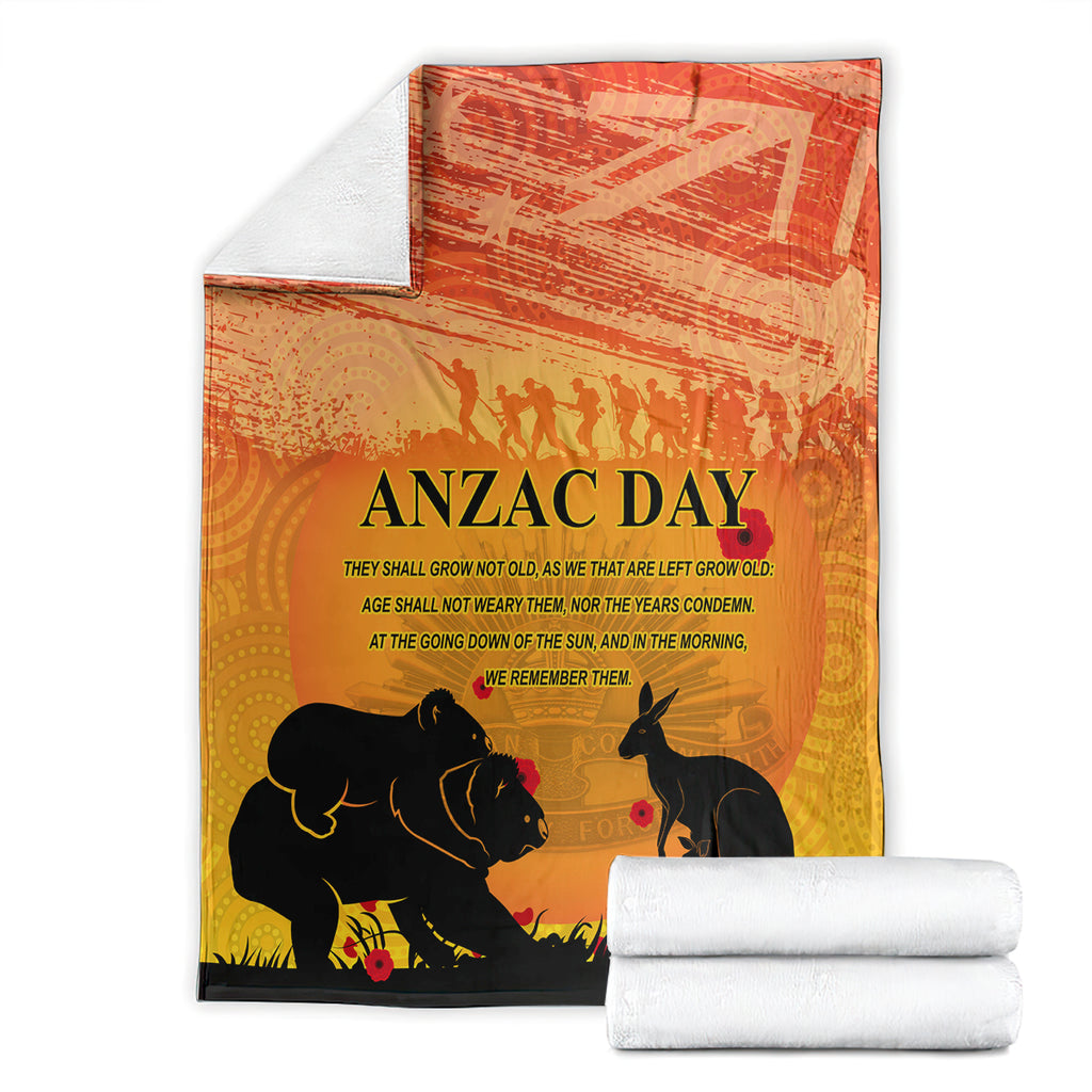 Australia ANZAC Day Blanket Koala and Kangaroo Respect Aboriginal Pattern