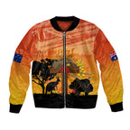 Australia ANZAC Day Bomber Jacket Koala and Kangaroo Respect Aboriginal Pattern