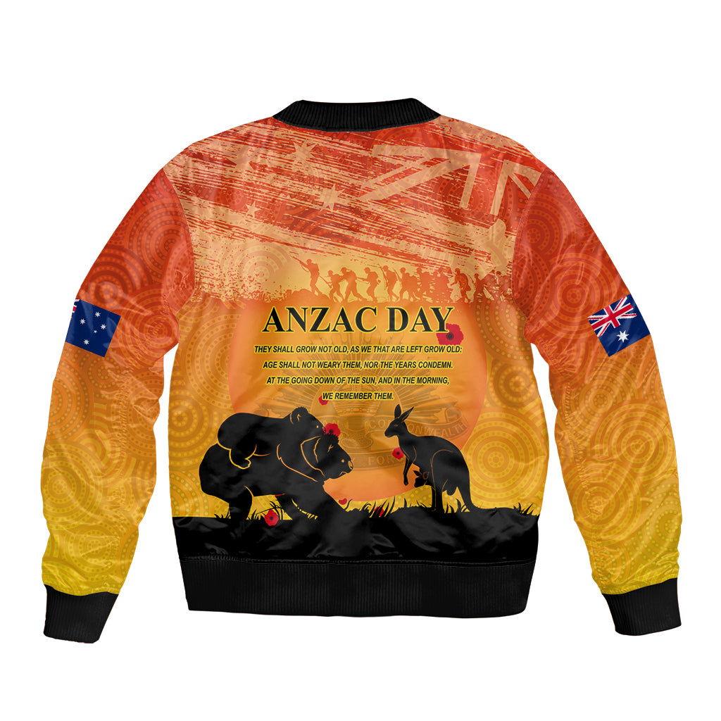 Australia ANZAC Day Bomber Jacket Koala and Kangaroo Respect Aboriginal Pattern