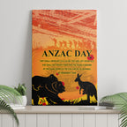 Australia ANZAC Day Canvas Wall Art Koala and Kangaroo Respect Aboriginal Pattern