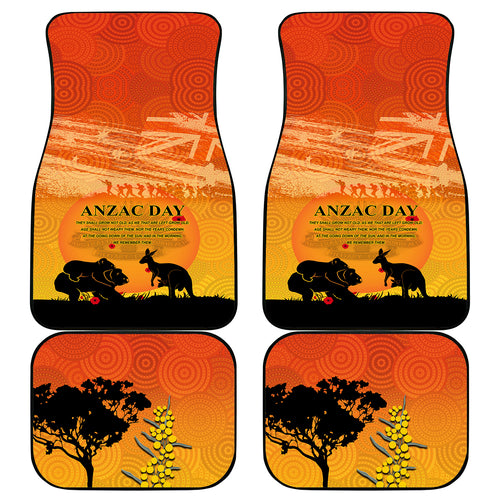 Australia ANZAC Day Car Mats Koala and Kangaroo Respect Aboriginal Pattern