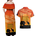 Australia ANZAC Day Couples Matching Off Shoulder Maxi Dress and Hawaiian Shirt Koala and Kangaroo Respect Aboriginal Pattern