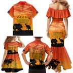 Australia ANZAC Day Family Matching Mermaid Dress and Hawaiian Shirt Koala and Kangaroo Respect Aboriginal Pattern