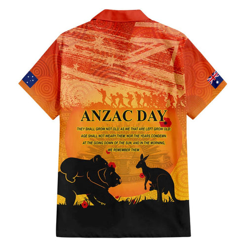 Australia ANZAC Day Family Matching Off The Shoulder Long Sleeve Dress and Hawaiian Shirt Koala and Kangaroo Respect Aboriginal Pattern
