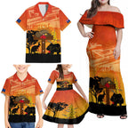 Australia ANZAC Day Family Matching Off Shoulder Maxi Dress and Hawaiian Shirt Koala and Kangaroo Respect Aboriginal Pattern