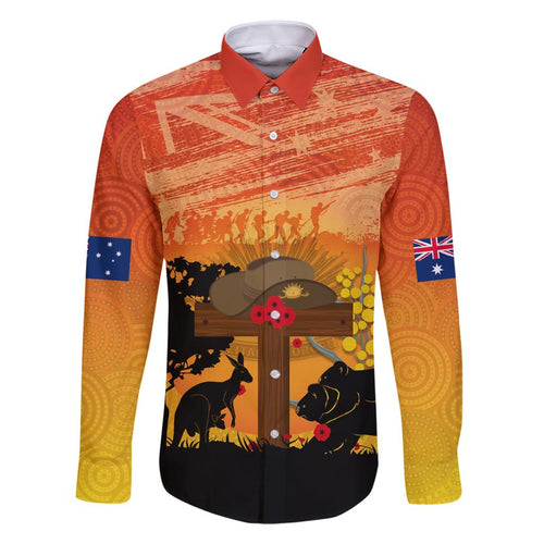 Australia ANZAC Day Family Matching Off Shoulder Maxi Dress and Hawaiian Shirt Koala and Kangaroo Respect Aboriginal Pattern