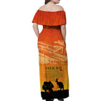 Australia ANZAC Day Family Matching Off Shoulder Maxi Dress and Hawaiian Shirt Koala and Kangaroo Respect Aboriginal Pattern