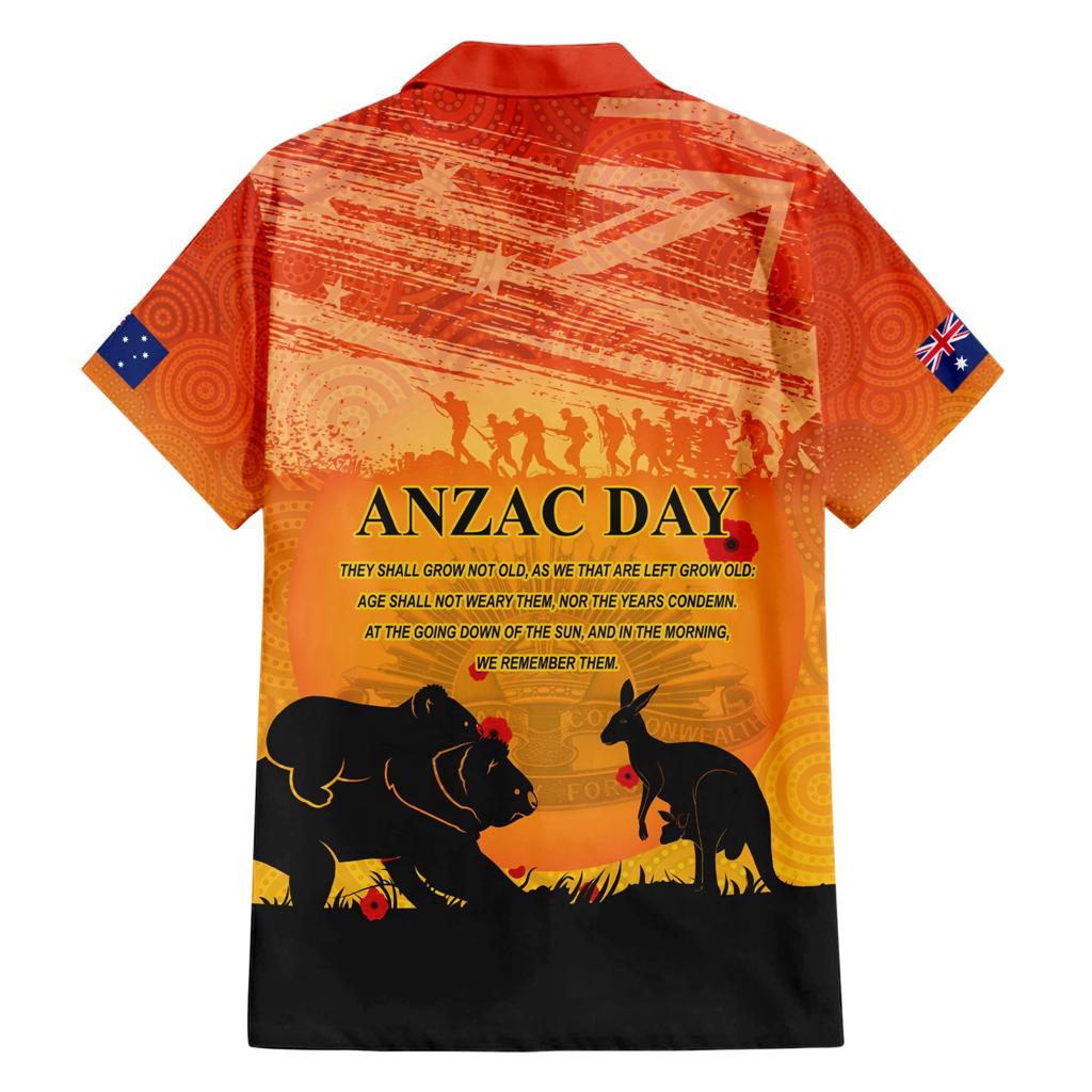 Australia ANZAC Day Family Matching Short Sleeve Bodycon Dress and Hawaiian Shirt Koala and Kangaroo Respect Aboriginal Pattern