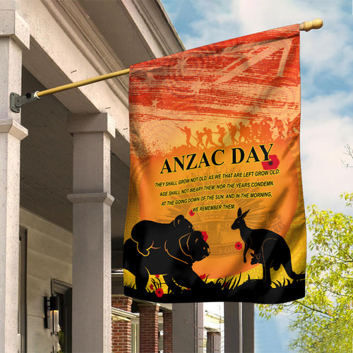 Australia ANZAC Day Garden Flag Koala and Kangaroo Respect Aboriginal Pattern