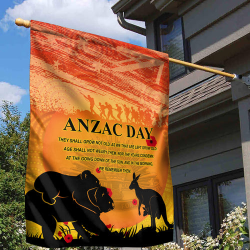 Australia ANZAC Day Garden Flag Koala and Kangaroo Respect Aboriginal Pattern