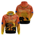 Australia ANZAC Day Hoodie Koala and Kangaroo Respect Aboriginal Pattern