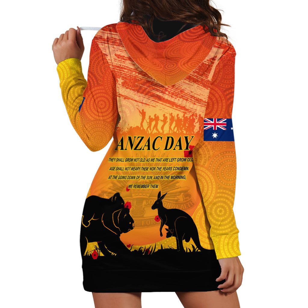 Australia ANZAC Day Hoodie Dress Koala and Kangaroo Respect Aboriginal Pattern