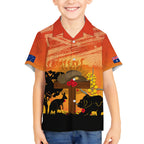 Australia ANZAC Day Kid Hawaiian Shirt Koala and Kangaroo Respect Aboriginal Pattern