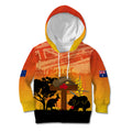 Australia ANZAC Day Kid Hoodie Koala and Kangaroo Respect Aboriginal Pattern