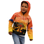 Australia ANZAC Day Kid Hoodie Koala and Kangaroo Respect Aboriginal Pattern
