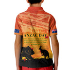 Australia ANZAC Day Kid Polo Shirt Koala and Kangaroo Respect Aboriginal Pattern