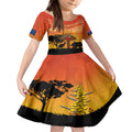 Australia ANZAC Day Kid Short Sleeve Dress Koala and Kangaroo Respect Aboriginal Pattern