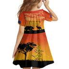 Australia ANZAC Day Kid Short Sleeve Dress Koala and Kangaroo Respect Aboriginal Pattern